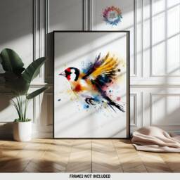 Goldfinch Print Set - 3 Wall Art Posters - Bird Home Decor Watercolour Painting Design Goldfinches Artwork Nature Prints Gift - thumbnail 3