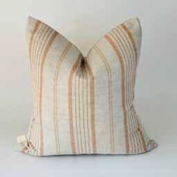 Handmade Beige Terracotta Stripe Cushion Cover, Reclaimed Fabric, 16 X - thumbnail 2
