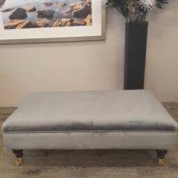 Santorini Soft Velvet Footstool. Large Plain Top Footstool Coffee Table/Ottoman Green, Pink, Silver, Mole. UK Delivery Only - thumbnail 2