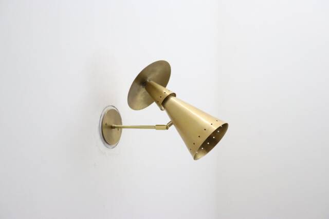 1950S Brass Mid Century Wall Sconce Pair - Italian Light Fixture - image 1