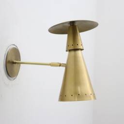 1950S Brass Mid Century Wall Sconce Pair - Italian Light Fixture - thumbnail 3