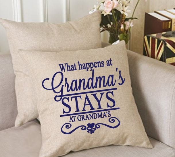 What Happens At Grandma's Throw Pillow Cover, Decorative Case, Decorative Throw Pillow, Gift For Grandma, Personalized Her - image 1