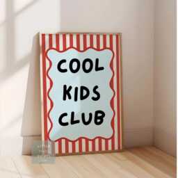 Cool Kids Club & Personalised Checkered Childrens Wall Print For Bedroom Or Nursery - thumbnail 2