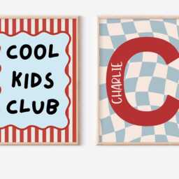 Cool Kids Club & Personalised Checkered Childrens Wall Print For Bedroom Or Nursery - thumbnail 3