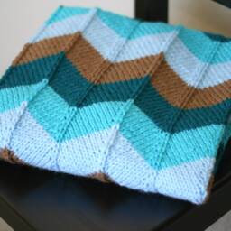 Chevron Knit Baby Blanket Soft Acrylic Nursery Decor - thumbnail 3