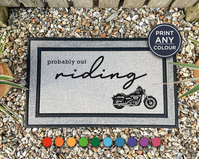 Probably Out Riding - Motorbike Door Mat Custom Doormat Motorsport Travel Design Coir New Home Decor - image 1