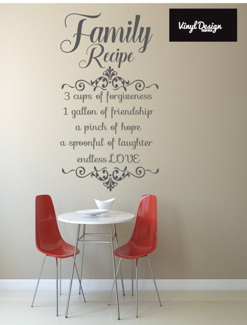 Kitchen Family Recipe Quote Vinyl Wall Art For Kitchen/Dining Room Walls - image 1