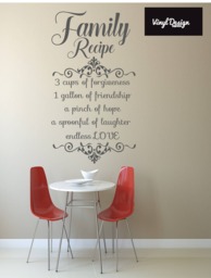 Kitchen Family Recipe Quote Vinyl Wall Art For Kitchen/Dining Room Walls - thumbnail 1