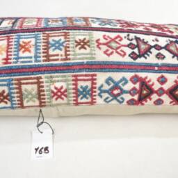 "Kilim Pillow, Wool Kilim Cousin From Anatolia , 12""x24" - thumbnail 3
