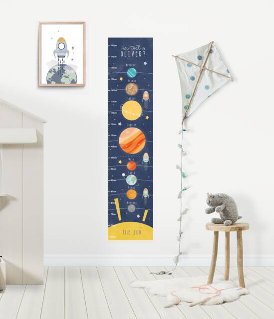 Solar System Height Chart Wall Decal Nursery Space Art - image 1