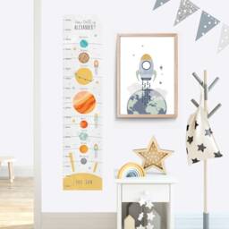 Solar System Height Chart Wall Decal Nursery Space Art - thumbnail 3