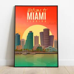 Miami Retro Travel Poster Florida City Art Print - thumbnail 2