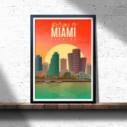 Miami Retro Travel Poster Florida City Art Print - thumbnail 3