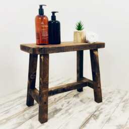 Rustic Milk Stool, Wooden Side Table, Handmade Sustainable Gift, Step Bathroom Bench Seat, Vintage Farmhouse Home Decor - thumbnail 1