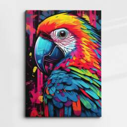 Fun Parrot Graffiti Pet Animal Abstract Oil Painting Wall Art Framed Canvas Poster Print Home Kitchen Office Bedroom Decor Gift For Kids - thumbnail 3
