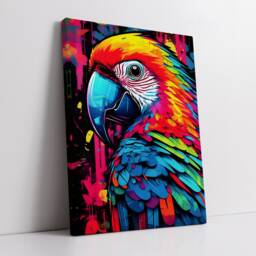 Fun Parrot Graffiti Pet Animal Abstract Oil Painting Wall Art Framed Canvas Poster Print Home Kitchen Office Bedroom Decor Gift For Kids - thumbnail 2