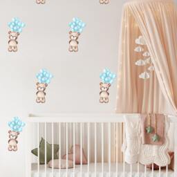 Teddy Bear Air Balloon Wall Decals Nursery Decor Stickers - thumbnail 4