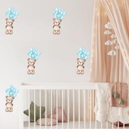Teddy Bear Air Balloon Wall Decals Nursery Decor Stickers - thumbnail 3