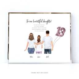 Personalised 13Th Birthday Celebration Print, Happy Thirteenth Name & Date Gift From Mum Dad, Gifts For Teens - thumbnail 2