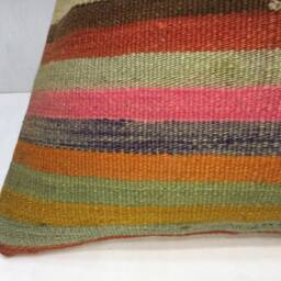 Vintage Handwoven Kilim Pillow, Turkish Bohemian Throw 16x16 - thumbnail 3