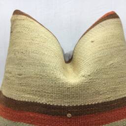 Vintage Handwoven Kilim Pillow, Turkish Bohemian Throw 16x16 - thumbnail 2