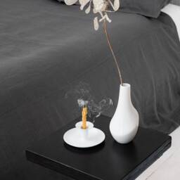 stonewashed Gray Linen Bedspread - Handmade European Quilt - thumbnail 3
