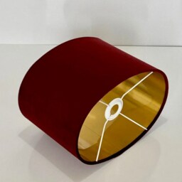 New Luxury High Quality Burgundy Red Velvet Fabric Lamp Shade Oval Shape Oval Metallic Lining - thumbnail 2