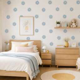Retro Daisy Wall Decals - Pink Flower For Girls Room Boho Nursery Decor Peel & Stick Stickers - thumbnail 4