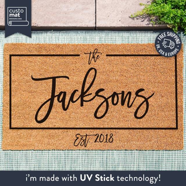 Custom Family Name Doormat - New Home Gift Wedding Personalized D??cor Realtor Welcome Porch Decoration - image 1