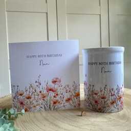 Personalised Ceramic Vase Wildflower Design, Custom Text, Floral Birthday Gift For Mum, Friend, Daughter - thumbnail 2