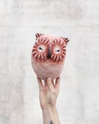 Owl - Animal Head Wall Hanging Boho Decor Kids Gift - thumbnail 1