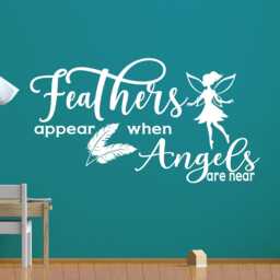 Feathers Appear When Angels Are Near Wall Decal - Memorial Vinyl Sticker - thumbnail 1
