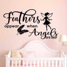 Feathers Appear When Angels Are Near Wall Decal - Memorial Vinyl Sticker - thumbnail 2