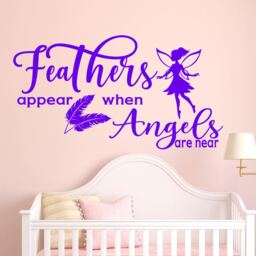 Feathers Appear When Angels Are Near Wall Decal - Memorial Vinyl Sticker - thumbnail 3