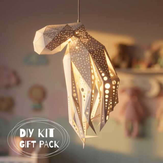 Bubble Octopus Lamp - Diy Night Light Papercraft Kit Pinpoint Dot Paper Lantern Nursery Bedroom Decor - image 1
