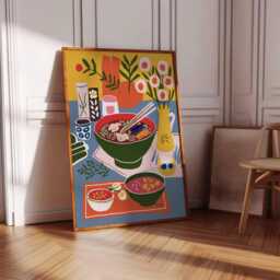 Vietnamese Food Poster, Pho Vietnam Print, Dinner Table Kitchen Decor, Poster - thumbnail 2