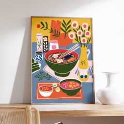 Vietnamese Food Poster, Pho Vietnam Print, Dinner Table Kitchen Decor, Poster - thumbnail 1