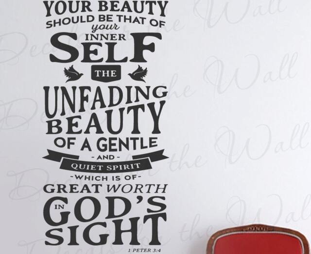Your Beauty Should Be Inner Self Gentle Quiet Spirit Great Worth God Sight 1 Peter 34 Bible Verse Prayer Spiritual Wall Decal Vinyl Art Q77 - image 1