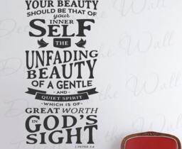 Your Beauty Should Be Inner Self Gentle Quiet Spirit Great Worth God Sight 1 Peter 34 Bible Verse Prayer Spiritual Wall Decal Vinyl Art Q77 - thumbnail 1