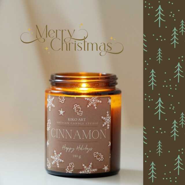 Cinnamon Soy Candle 180G L Amber Glass Jars For Christmas Subtle Festive Scent - image 1