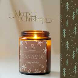 Cinnamon Soy Candle 180G L Amber Glass Jars For Christmas Subtle Festive Scent - thumbnail 1