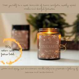 Cinnamon Soy Candle 180G L Amber Glass Jars For Christmas Subtle Festive Scent - thumbnail 2