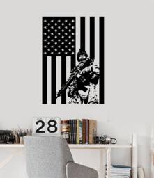 Wall Vinyl Us Soldier Marine Usa Flag Guaranteed Quality Decal Mural Art 1627Dz - thumbnail 1