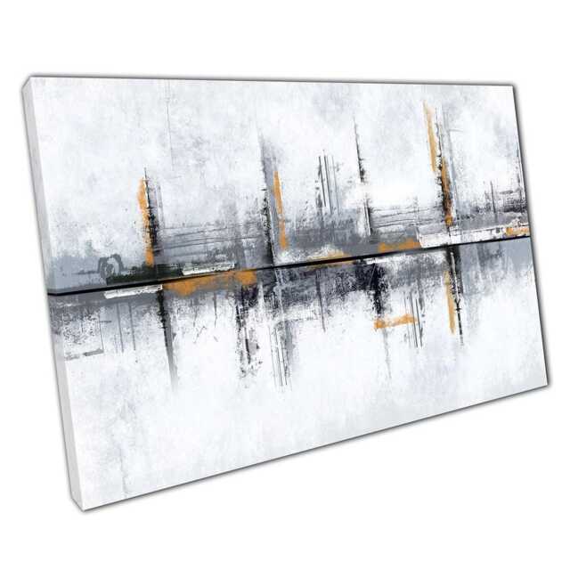 Abstract Black Gold Grey Canvas Print Textured Minimalism Wall Art For Home Office Decor - image 1