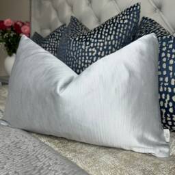 Silver Cushion Cover Designer Guild Duchess Textured Satin Look Luxury Cover, Throw Pillow, Elegant Plain Pillow Double Sided