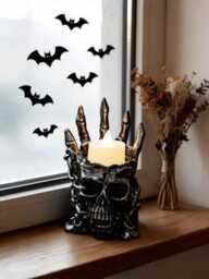 Halloween Skeleton Candle Holder Witchcraft Bone Hand Flame Design Dark Academia Gothic Home Decor Autumn Seasonal Tabletop - thumbnail 3