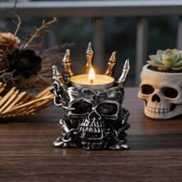 Halloween Skeleton Candle Holder Witchcraft Bone Hand Flame Design Dark Academia Gothic Home Decor Autumn Seasonal Tabletop - thumbnail 1
