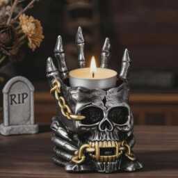 Halloween Skeleton Candle Holder Witchcraft Bone Hand Flame Design Dark Academia Gothic Home Decor Autumn Seasonal Tabletop - thumbnail 4