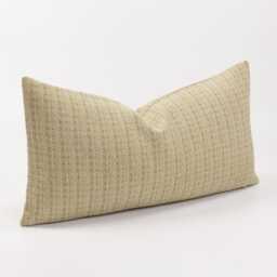 Rustic Pastel Lime Green Cotton Lumbar Pillow Cover, Kapok Insert - thumbnail 3