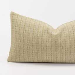 Rustic Pastel Lime Green Cotton Lumbar Pillow Cover, Kapok Insert - thumbnail 2